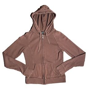 Wet Seal Vintage Y2K Brown Full Zip Cropped Sweatshirt